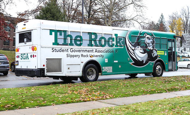 Happy Bus on campus
