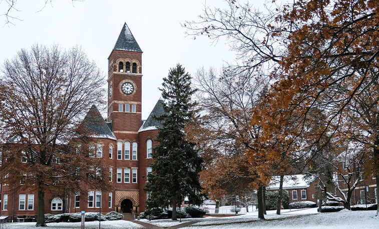 Old Main in the snow