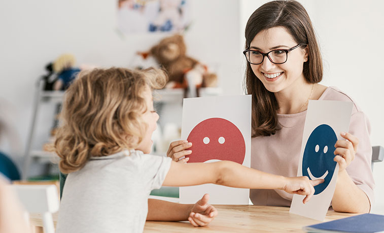 Therapist working with a child