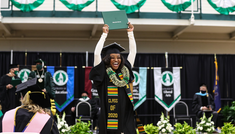 Students celebrating graduation