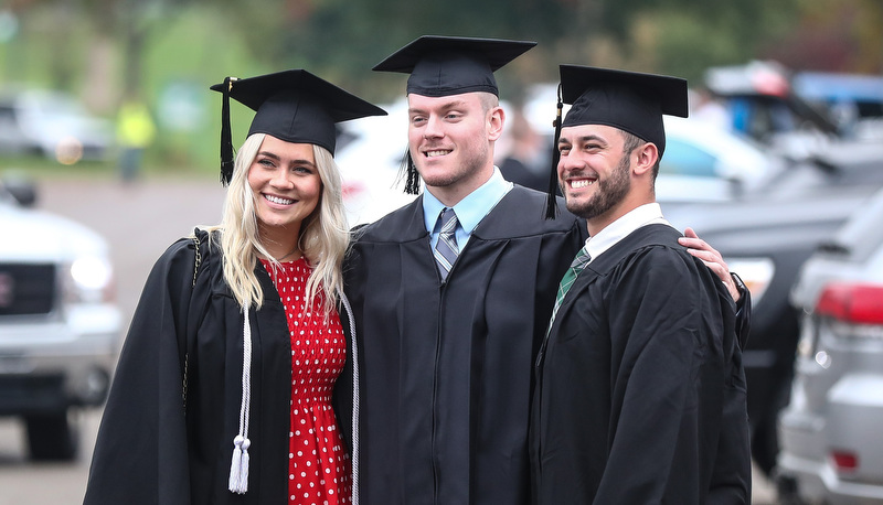 Students celebrating graduation