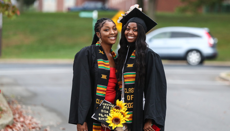 Students celebrating graduation