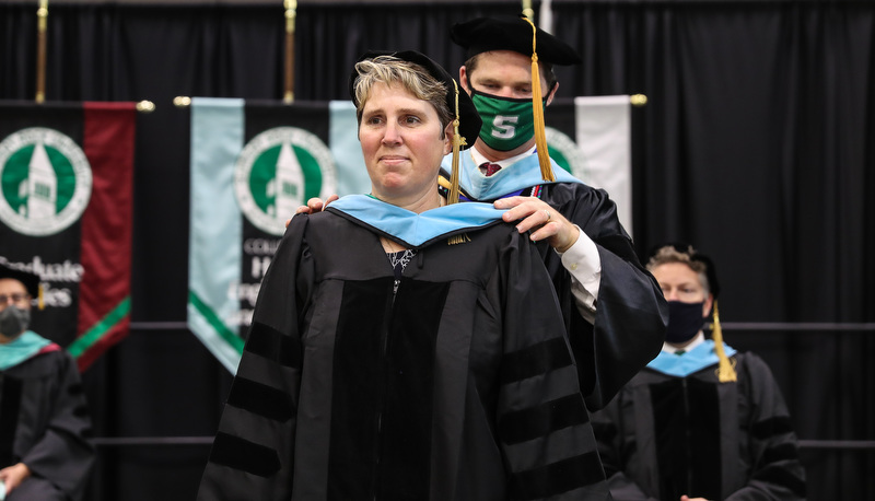 Students celebrating graduation