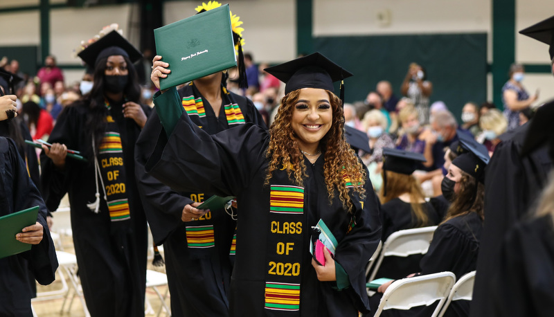 Students celebrating graduation