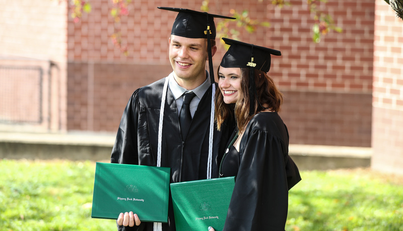 Students celebrating graduation