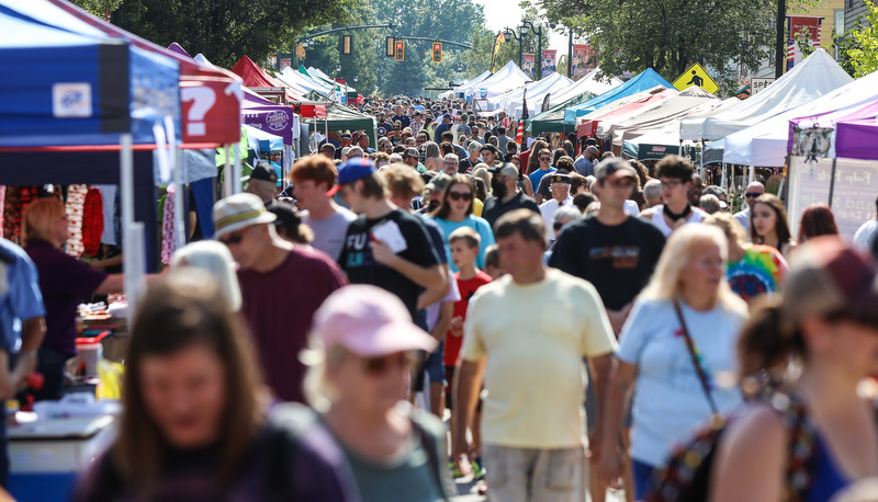 Crowd at Slippery Rock's Main Street