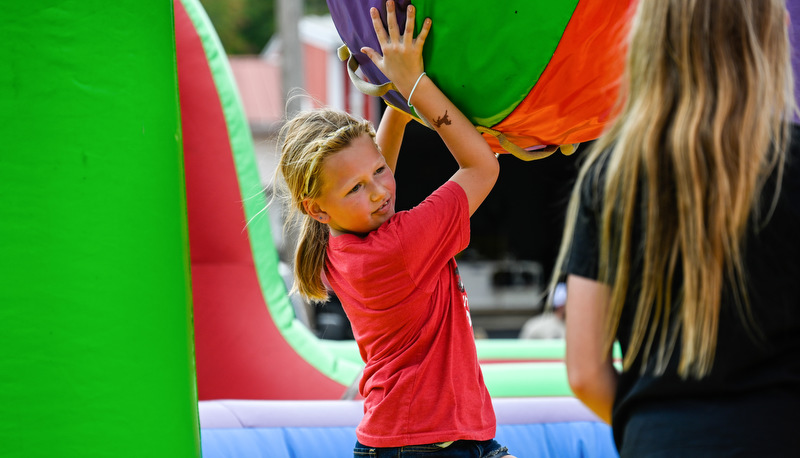 Girl playing with a beachball