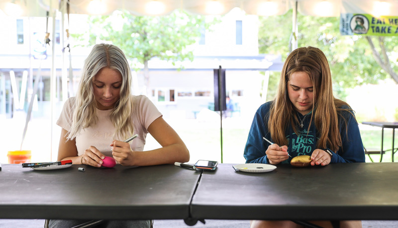 Students painting rocks