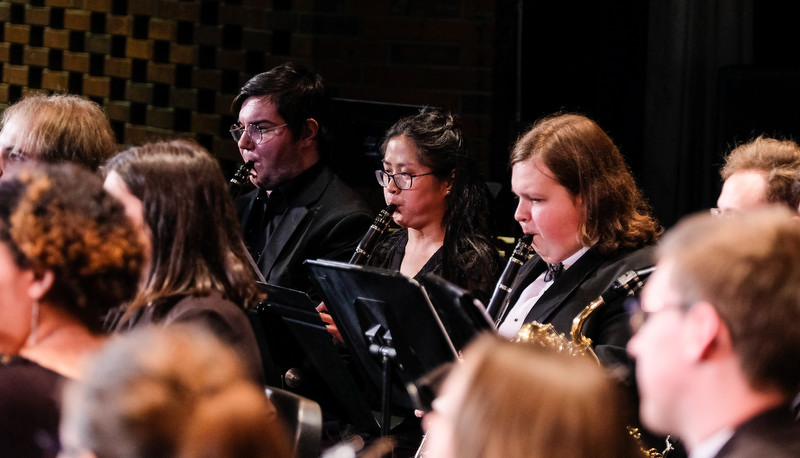 Concert band performing in Miller Theater