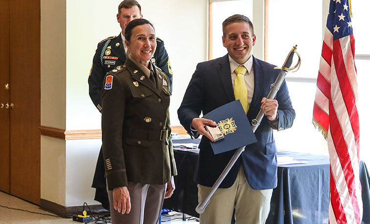 Cadet receiving an award