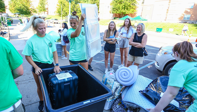 Students moving in for the academic year