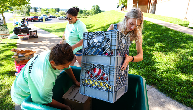 Students moving in for the academic year