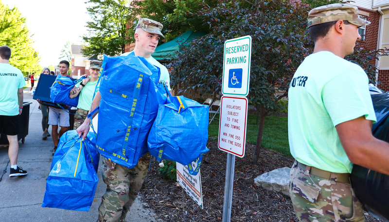 Students moving in for the academic year