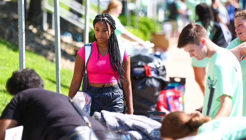 Students moving in for the academic year