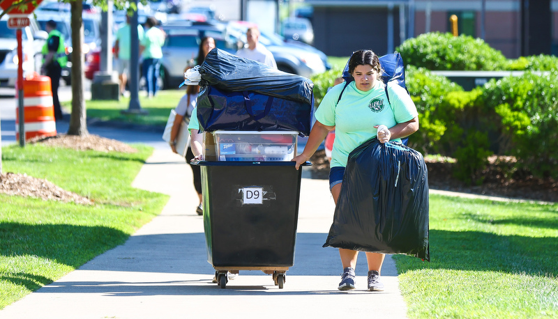 Students moving in for the academic year