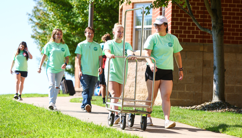 Students moving in for the academic year