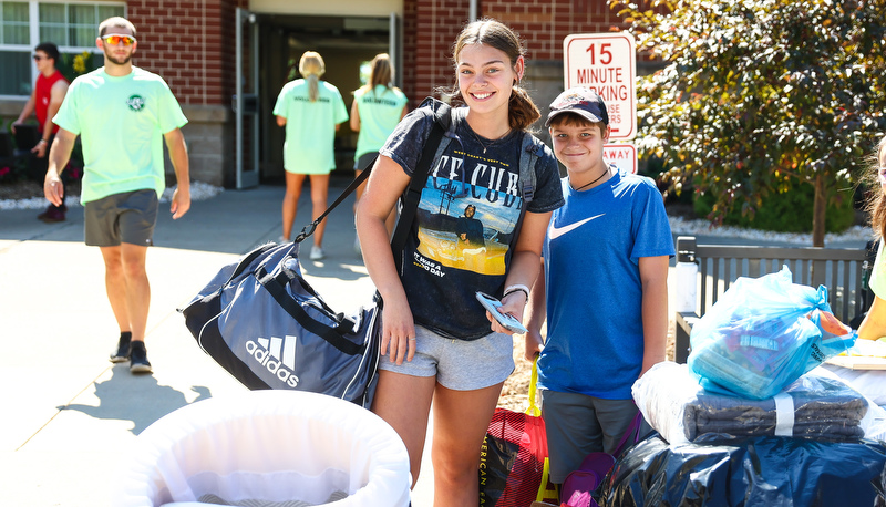 Students moving in for the academic year