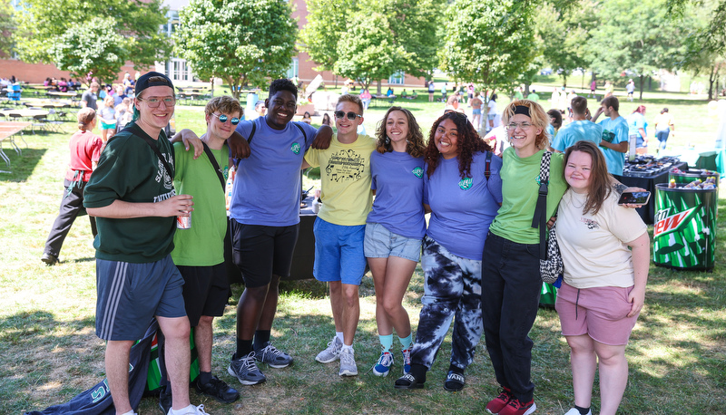 Students enjoying their first full day on campus