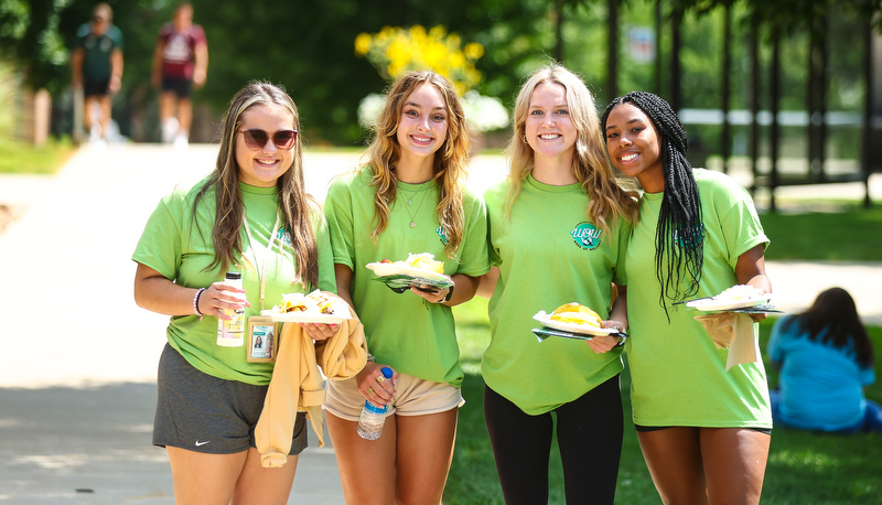 Students enjoying their first full day on campus