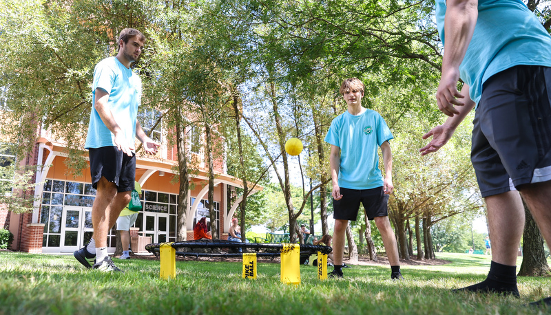 Students enjoying their first full day on campus