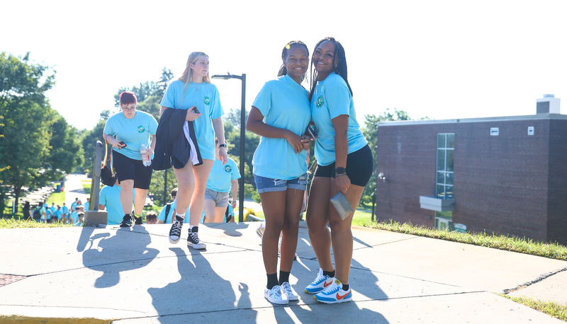 Students enjoying their first full day on campus