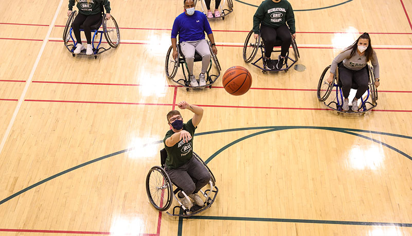 Students participating in adaptive sports day