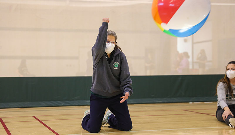 Students participating in adaptive sports day