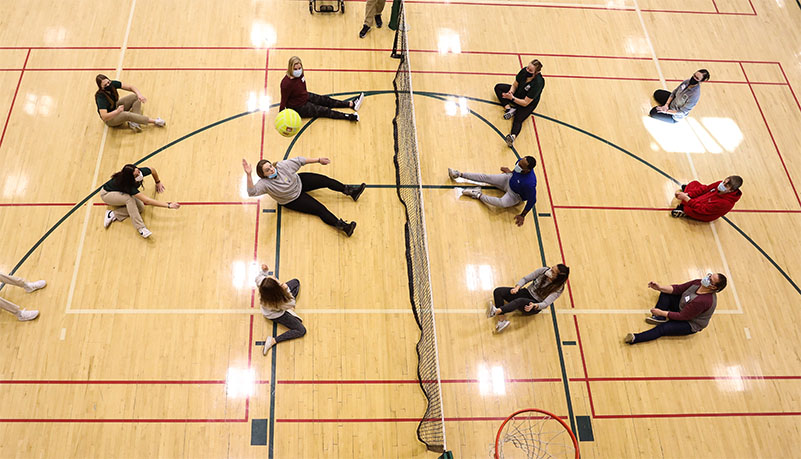 Students participating in adaptive sports day