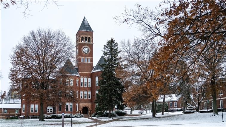 Old Main in winter