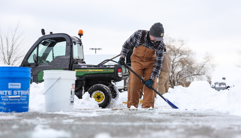 Facilities clearing snow