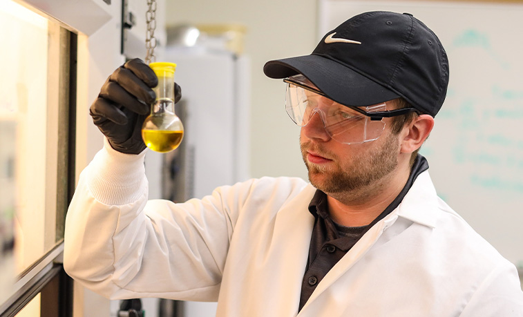 Student working in a lab