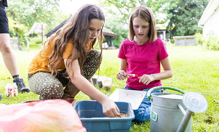 Kids learning about soil