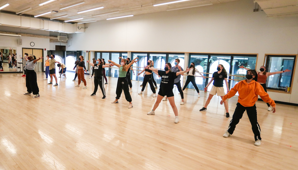 Students dancing at the conference