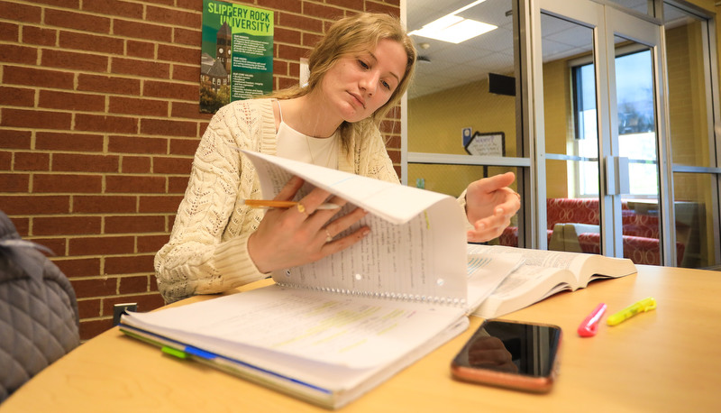 Student preparing for final exams