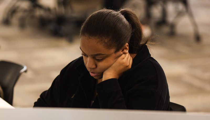 Student preparing for final exams