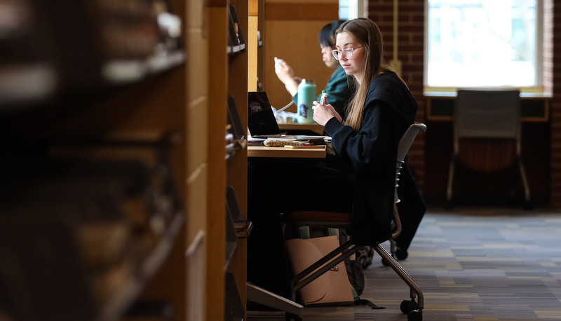 Student preparing for final exams