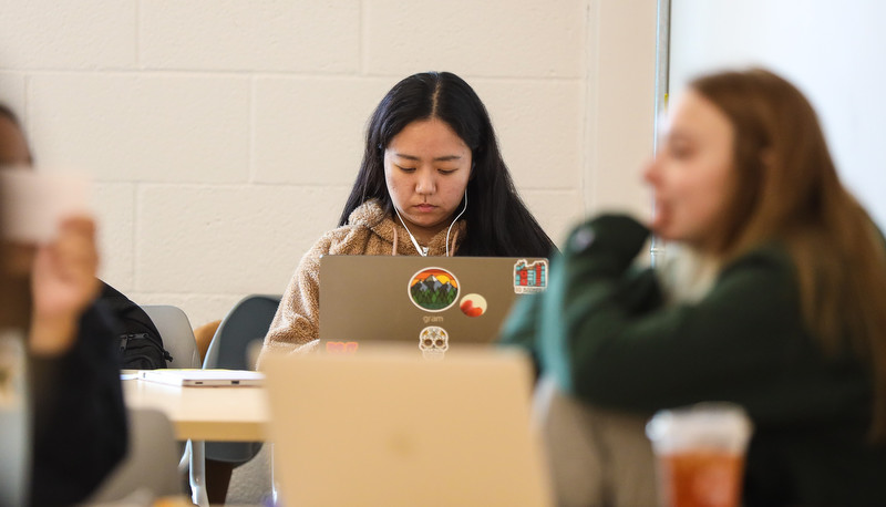 Student preparing for final exams