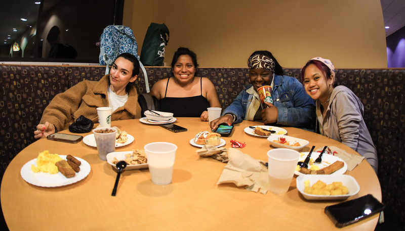 Students enjoying moonlight breakfast