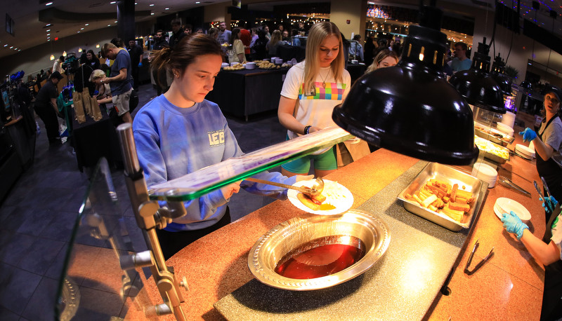 Students enjoying moonlight breakfast