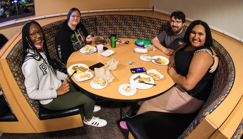 Students enjoying moonlight breakfast