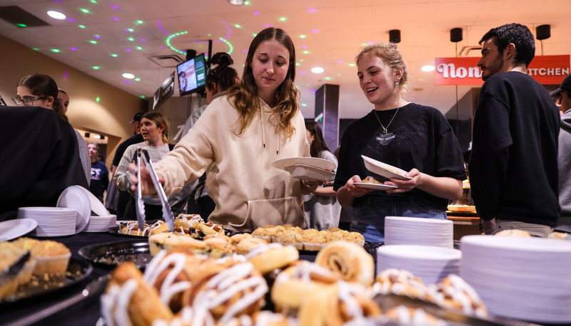 Students enjoying moonlight breakfast