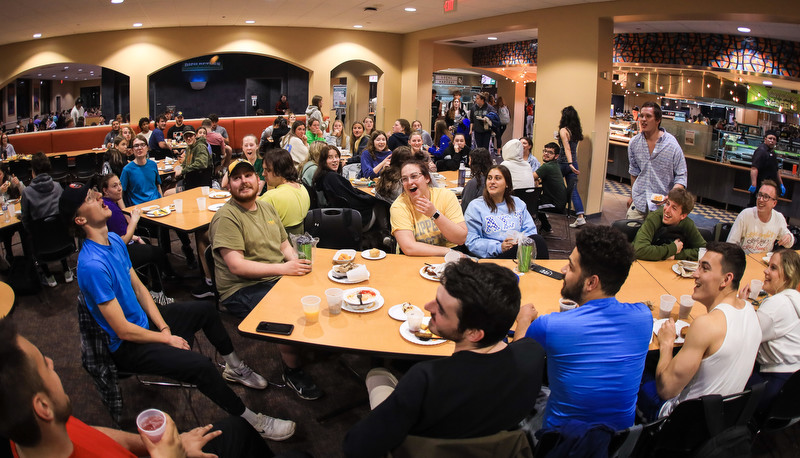 Students enjoying moonlight breakfast