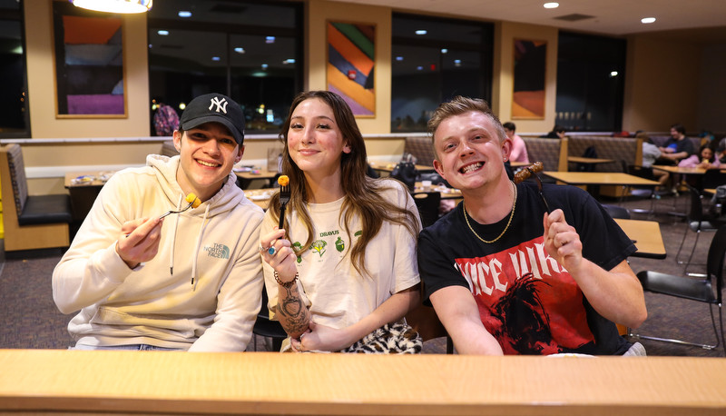 Students enjoying moonlight breakfast