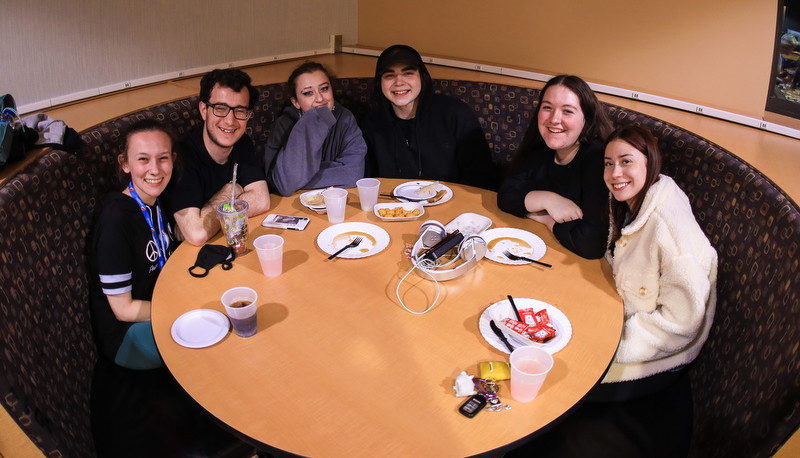 Students enjoying moonlight breakfast