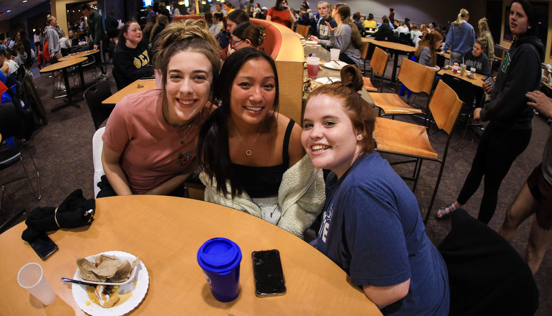 Students enjoying moonlight breakfast