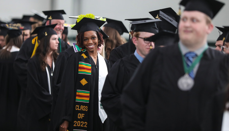 Students celebrating graduation