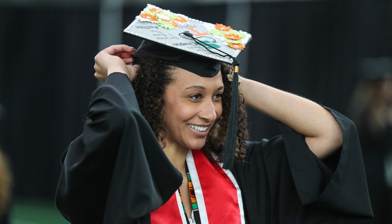 Students celebrating graduation