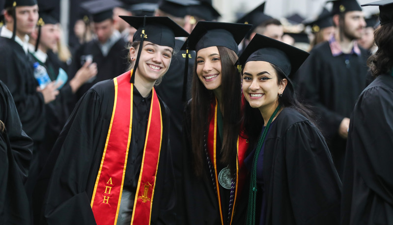 Students celebrating graduation