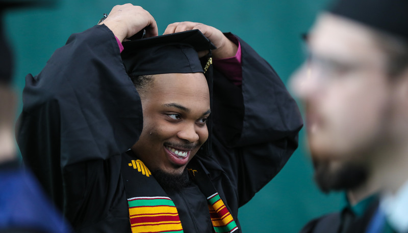 Students celebrating graduation