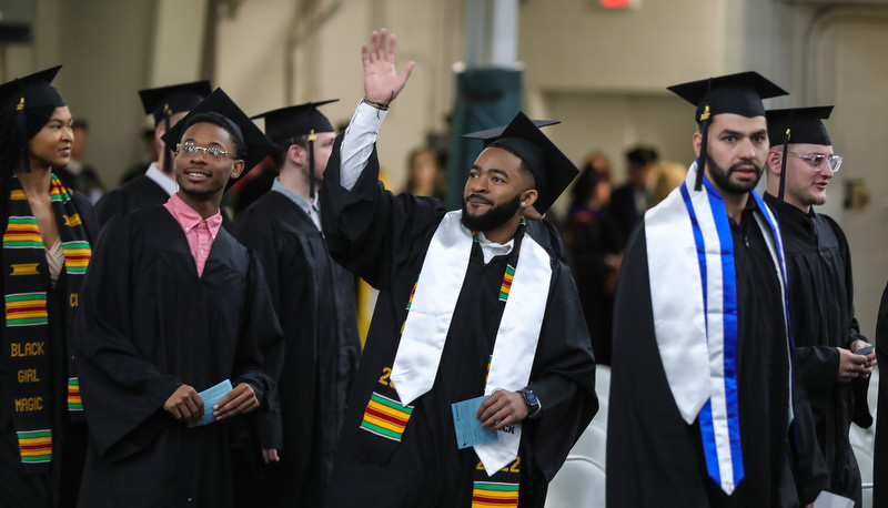 Students celebrating graduation